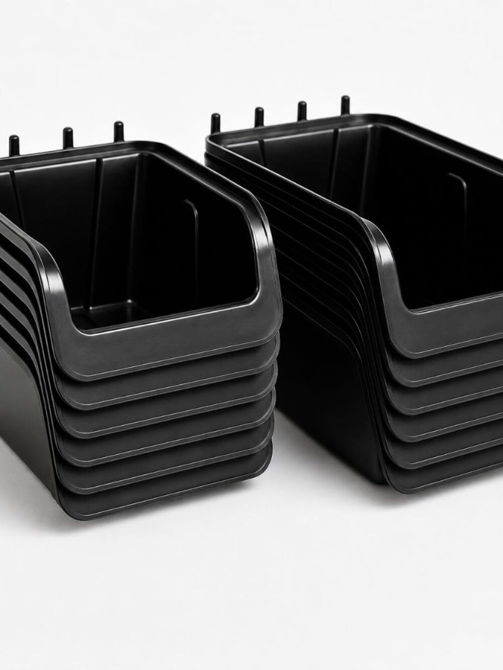 Pegboard Bins - 6 Each 7" & 6 Each 5" ORGANIZING Bins - Hooks to Peg Board Panel